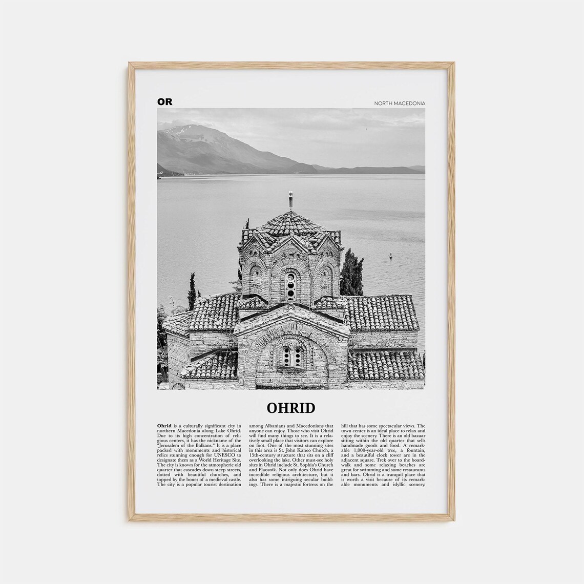 Ohrid Black and White Travel Poster, North Macedonia
