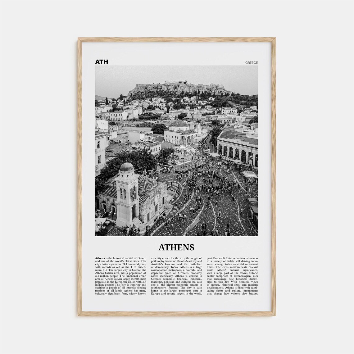 Athens Black and White City Art Print, Greece No. 1