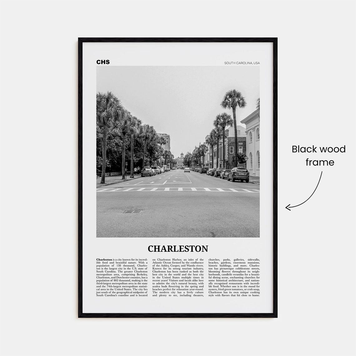 Charleston Print Black And White South Carolina No 2 Charleston Wall Art Charleston Poster Charleston Photo Usa United States - Image 3