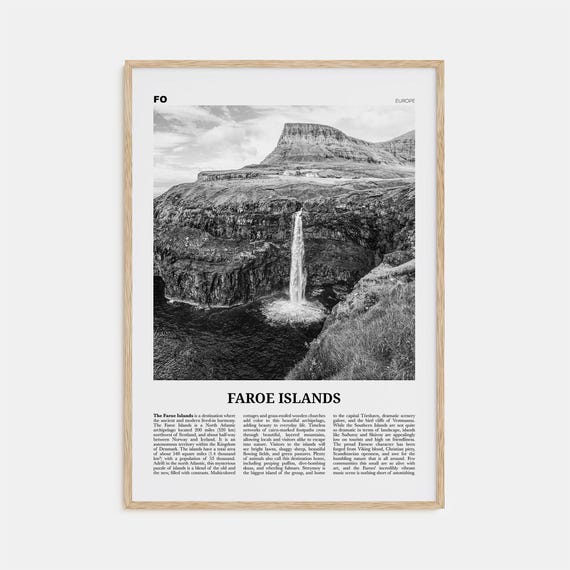 Faroe Islands Black And White Travel Poster, Tórshavn