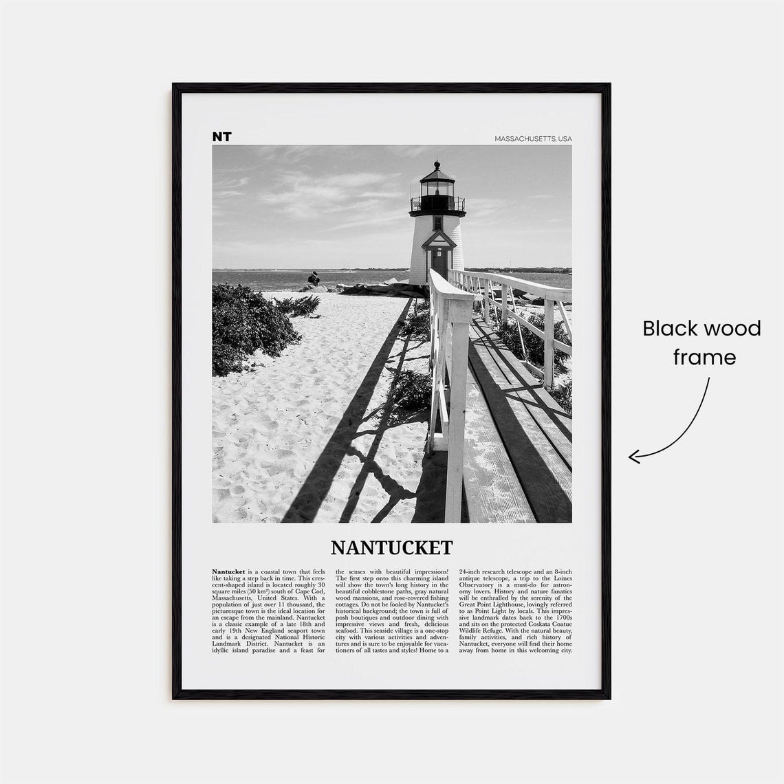 Nantucket Black and White Travel Poster, Massachusetts - Image 3