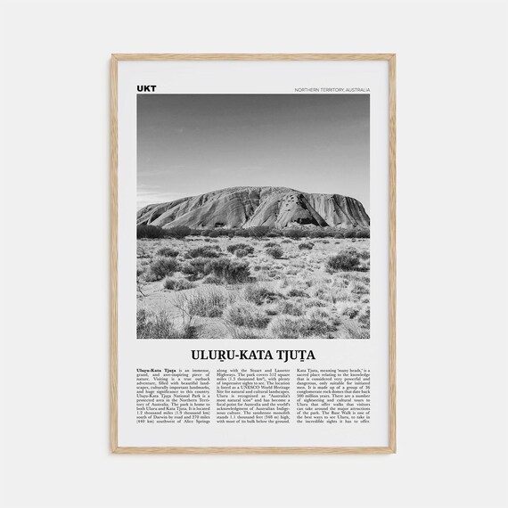 Uluru Kata Tjuta Travel Poster, Black and White