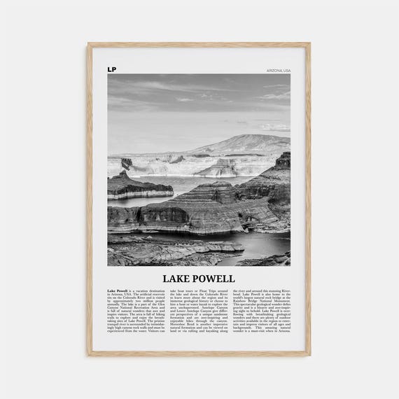 Lake Powell Black and White Travel Poster, Arizona