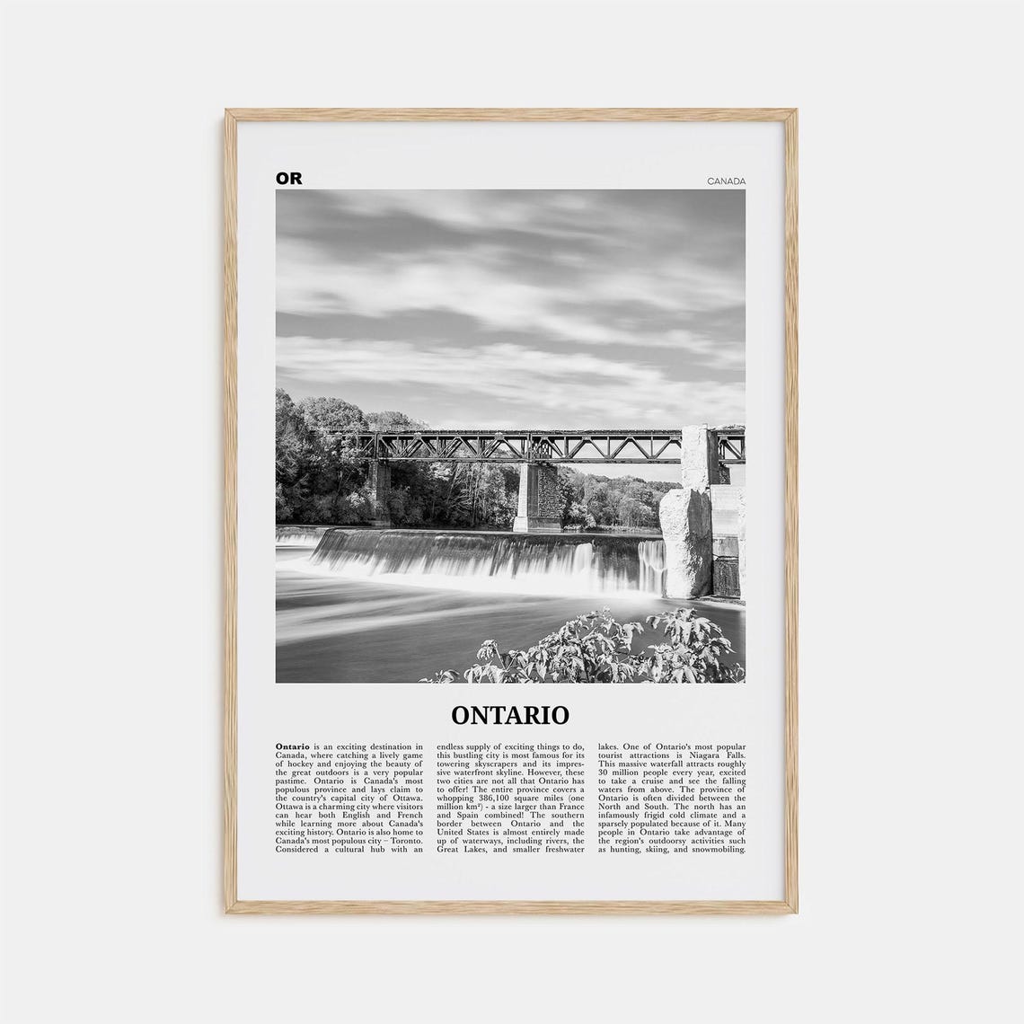 Ontario Black and White Travel Poster, Toronto Canada