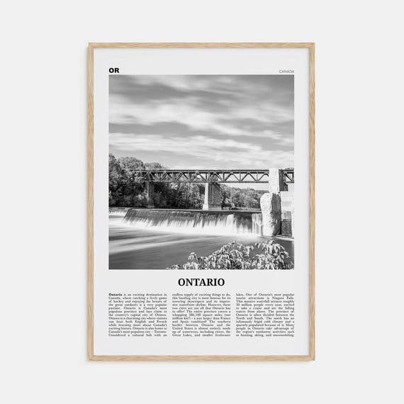 Ontario Black and White Travel Poster, Toronto Canada