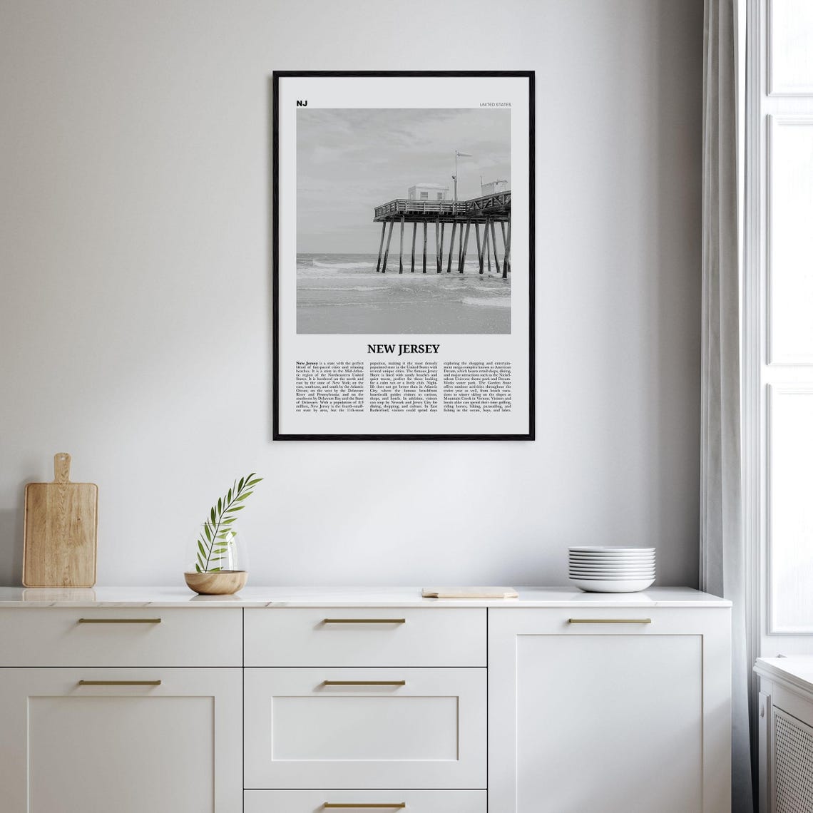 New Jersey Black and White Travel Poster, Photo Print - Image 2