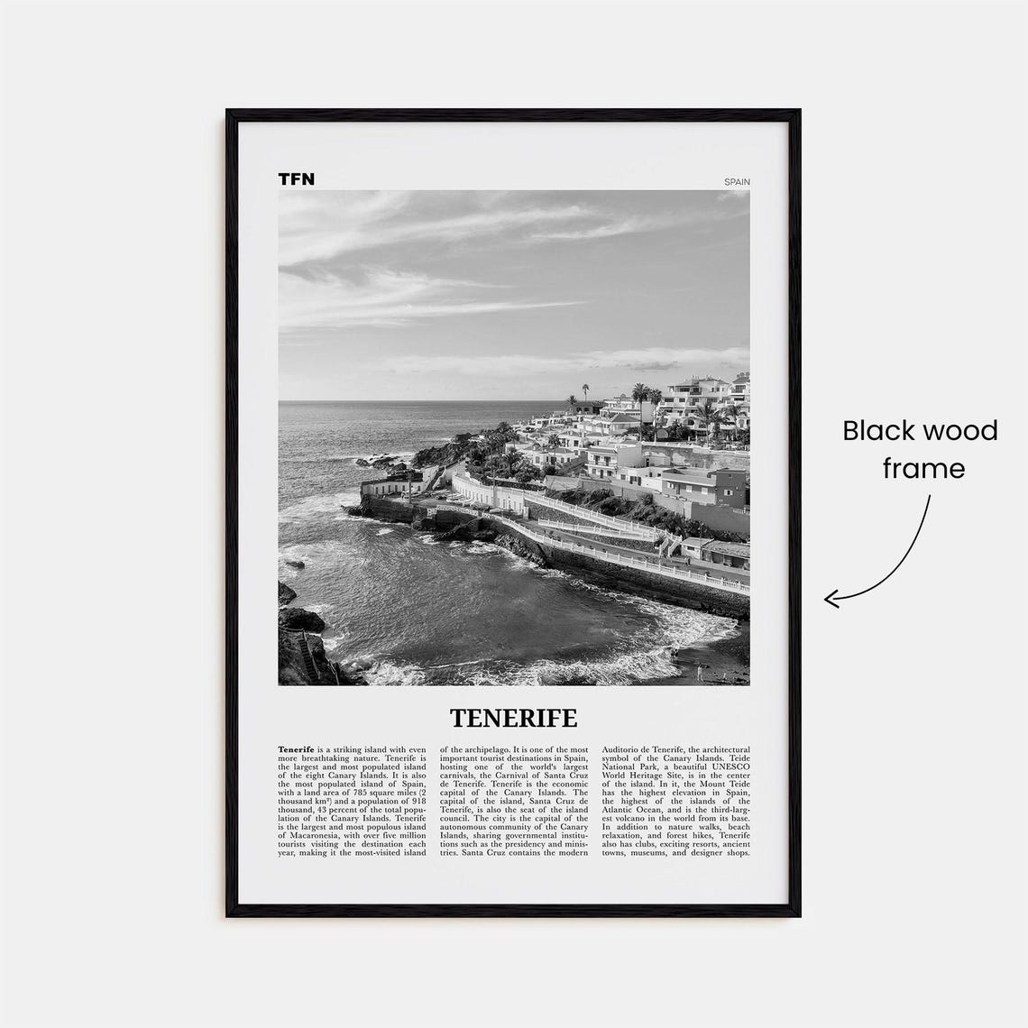Tenerife Black and White Travel Poster, Spain - Image 3