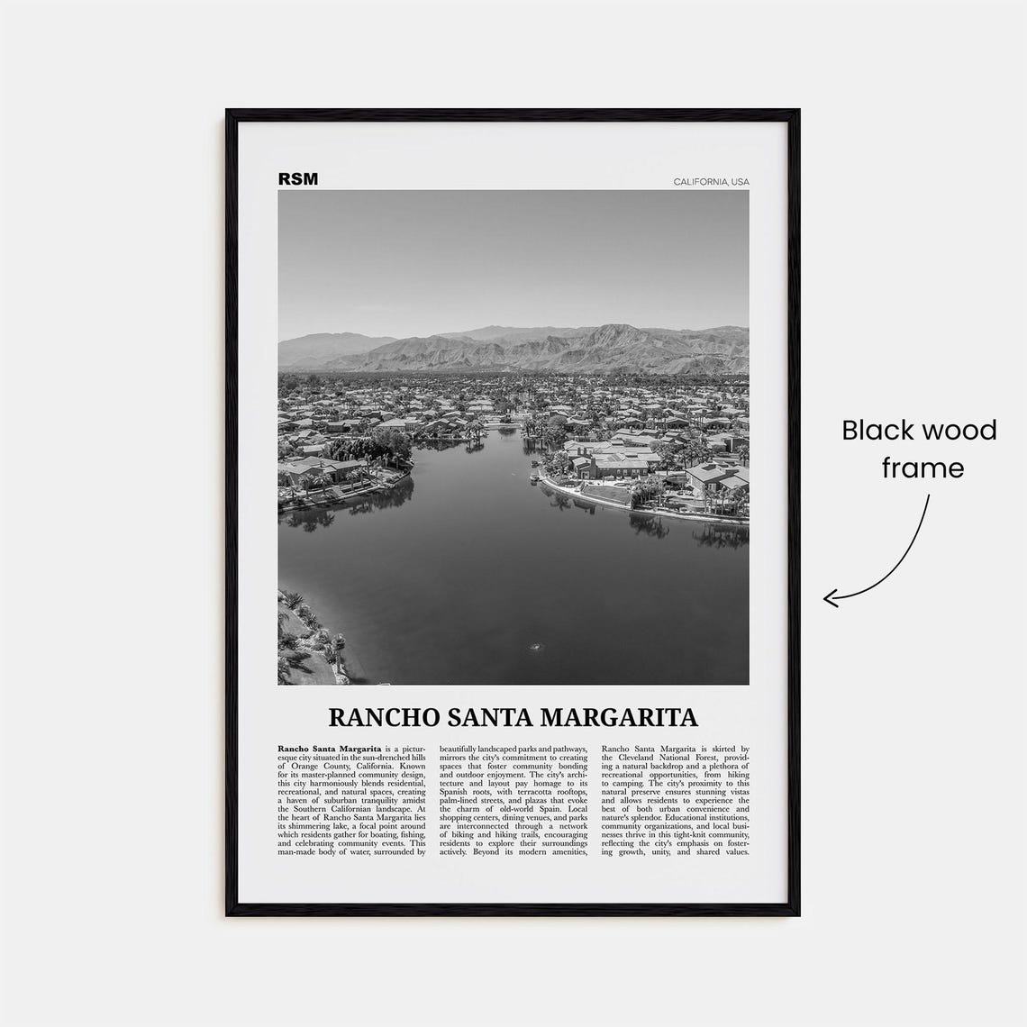 Rancho Santa Margarita Print Black And White Rancho Santa Margarita Wall Art Rancho Santa Margarita Poster Rancho Santa Margarita Photo - Image 3