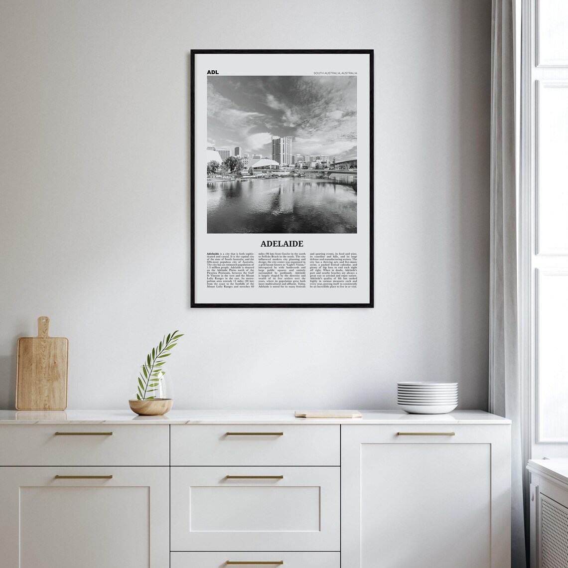 Adelaide Black and White Travel Poster, Australia - Image 2