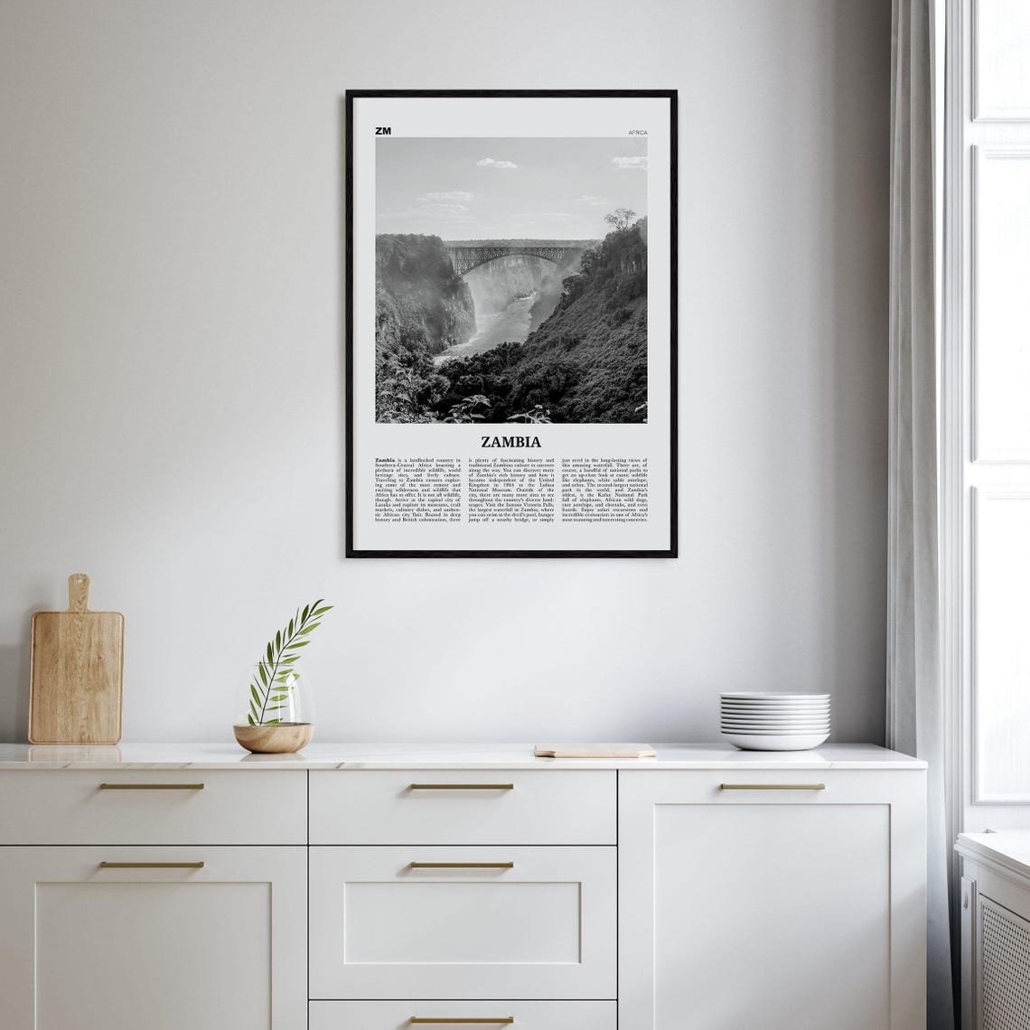 Black and White Zambia Art Print, Lusaka Africa - Image 2