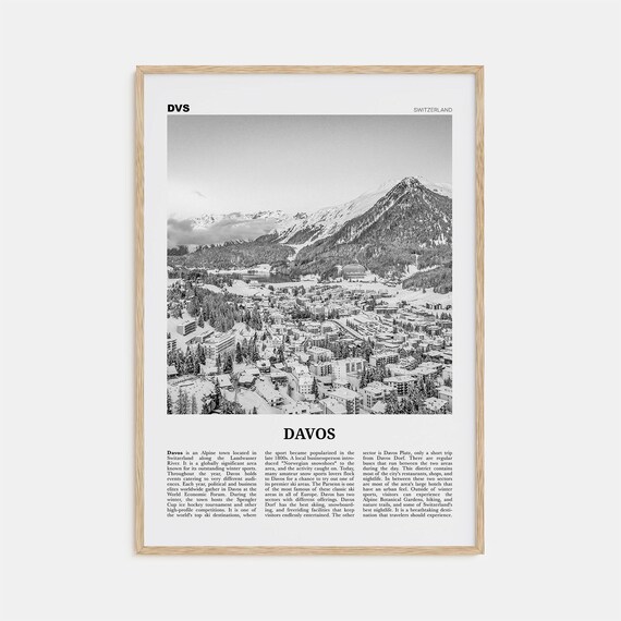 Davos Black And White Travel Poster, Switzerland