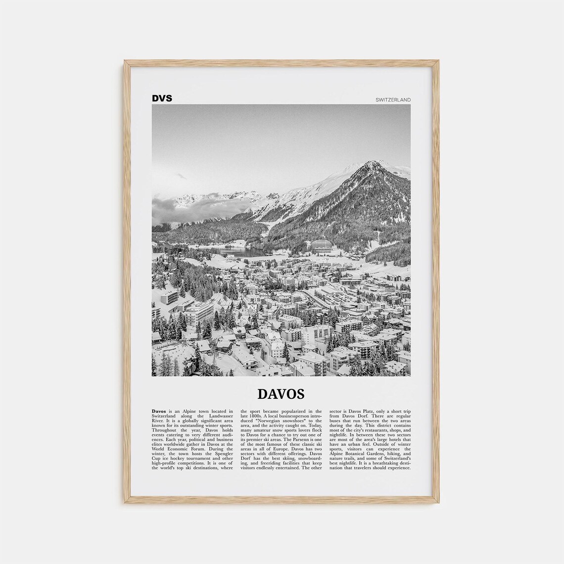 Davos Black And White Travel Poster, Switzerland