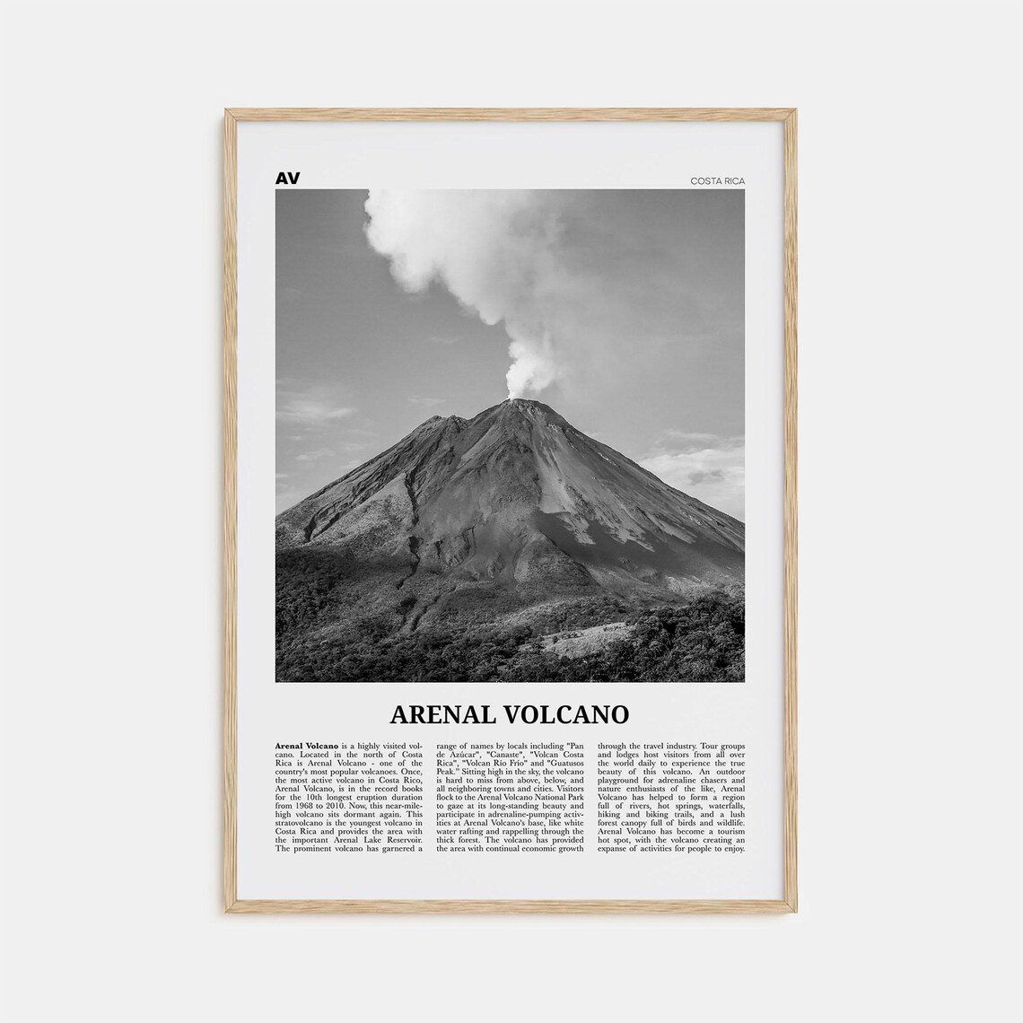 Arenal Volcano National Park, Black and White Travel Poster