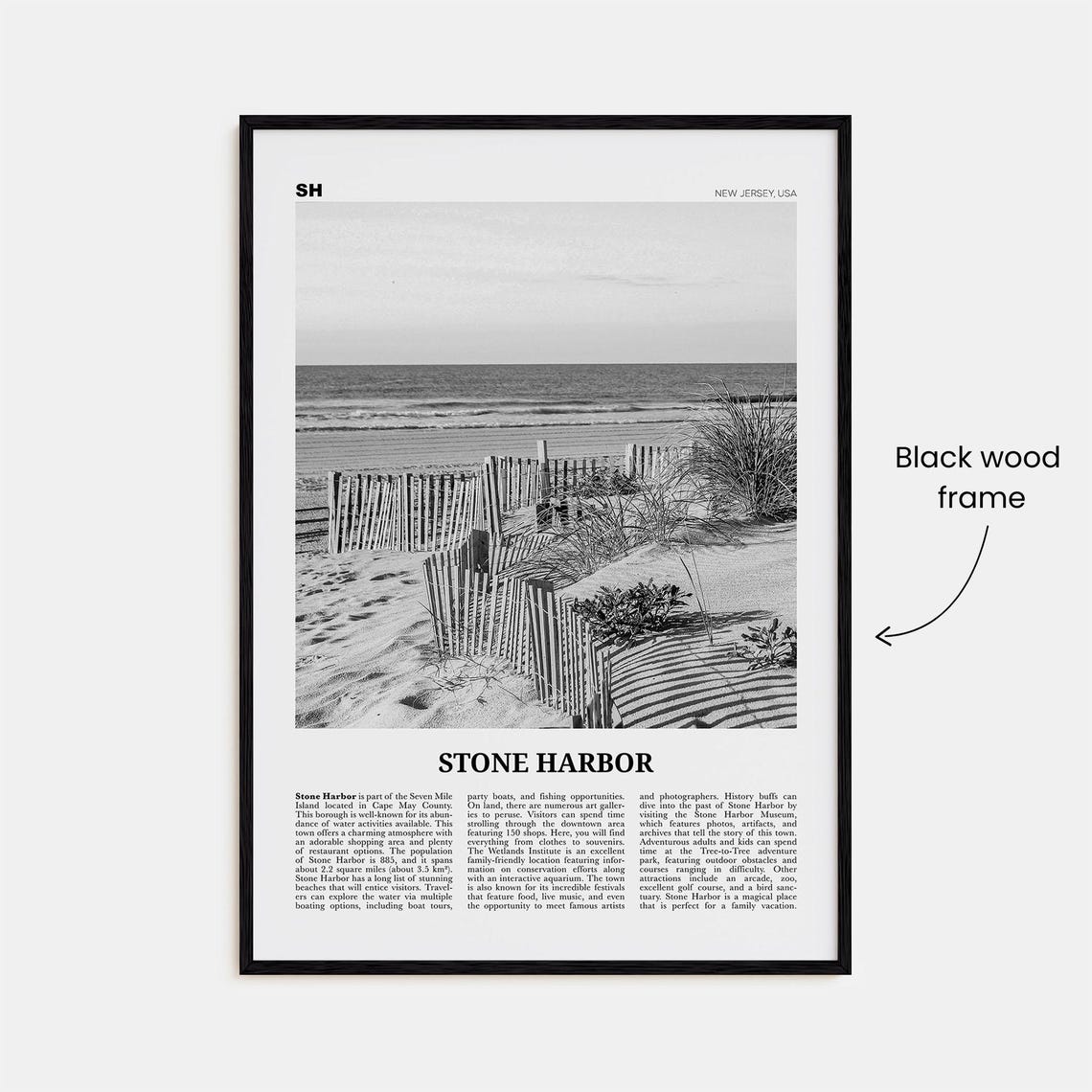 Stone Harbor Black and White New Jersey Travel Poster - Image 3