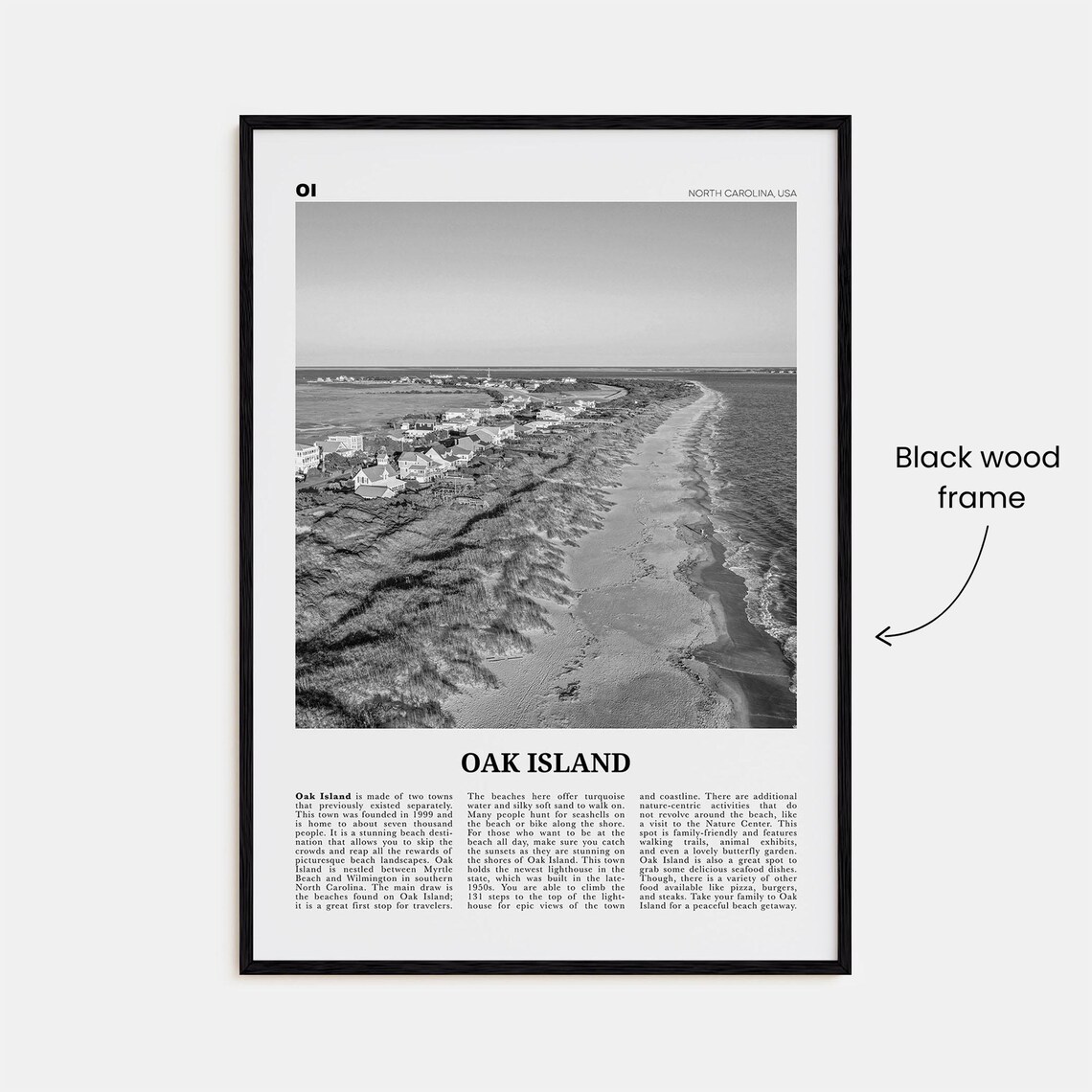 Oak Island Black And White Travel Poster - Image 3