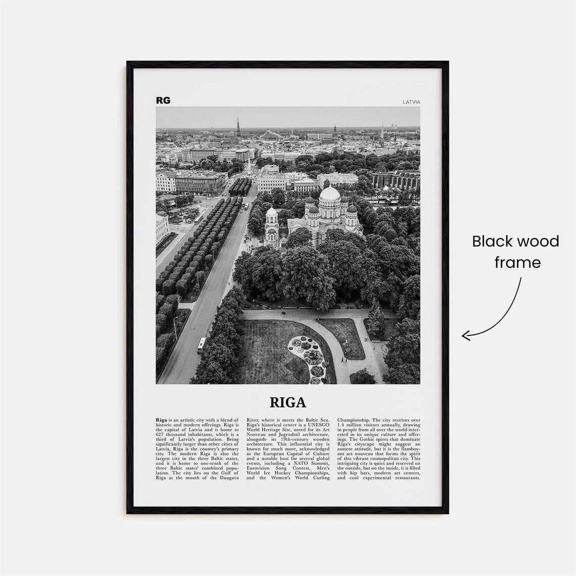 Riga Black And White Travel Poster, Europe - Image 3
