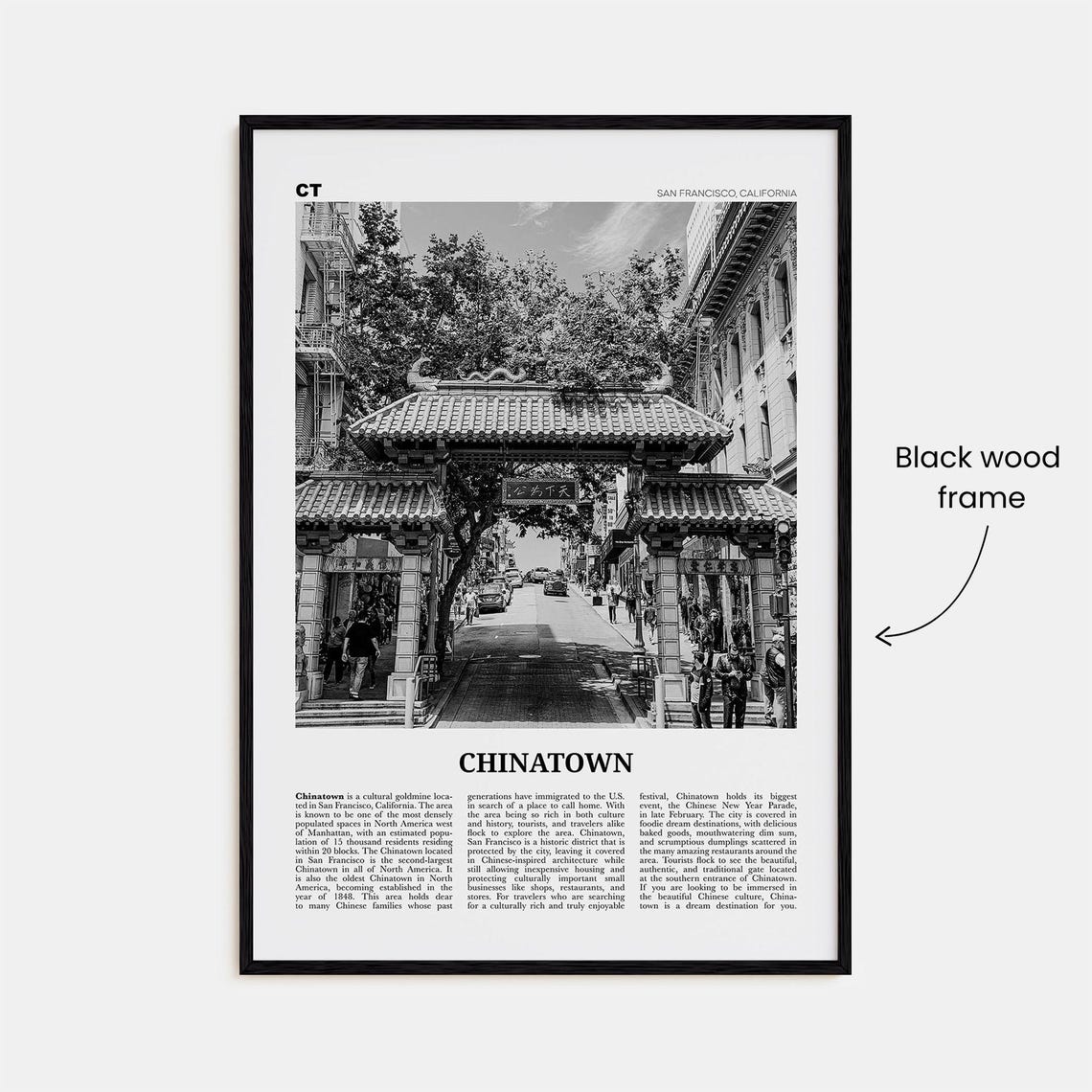 San Francisco Chinatown Black and White Poster Print - Image 3