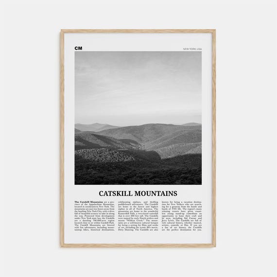 Catskill Mountains, New York Black And White Travel Poster