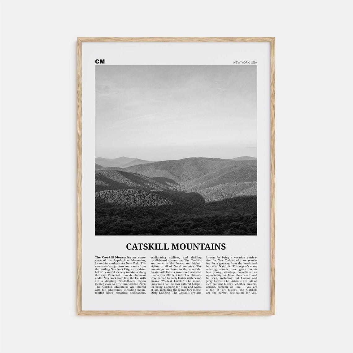Catskill Mountains, New York Black And White Travel Poster