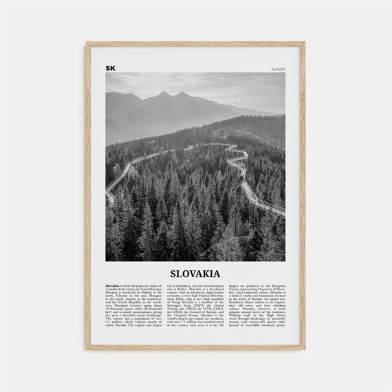 Slovakia Black and White Travel Poster, Bratislava