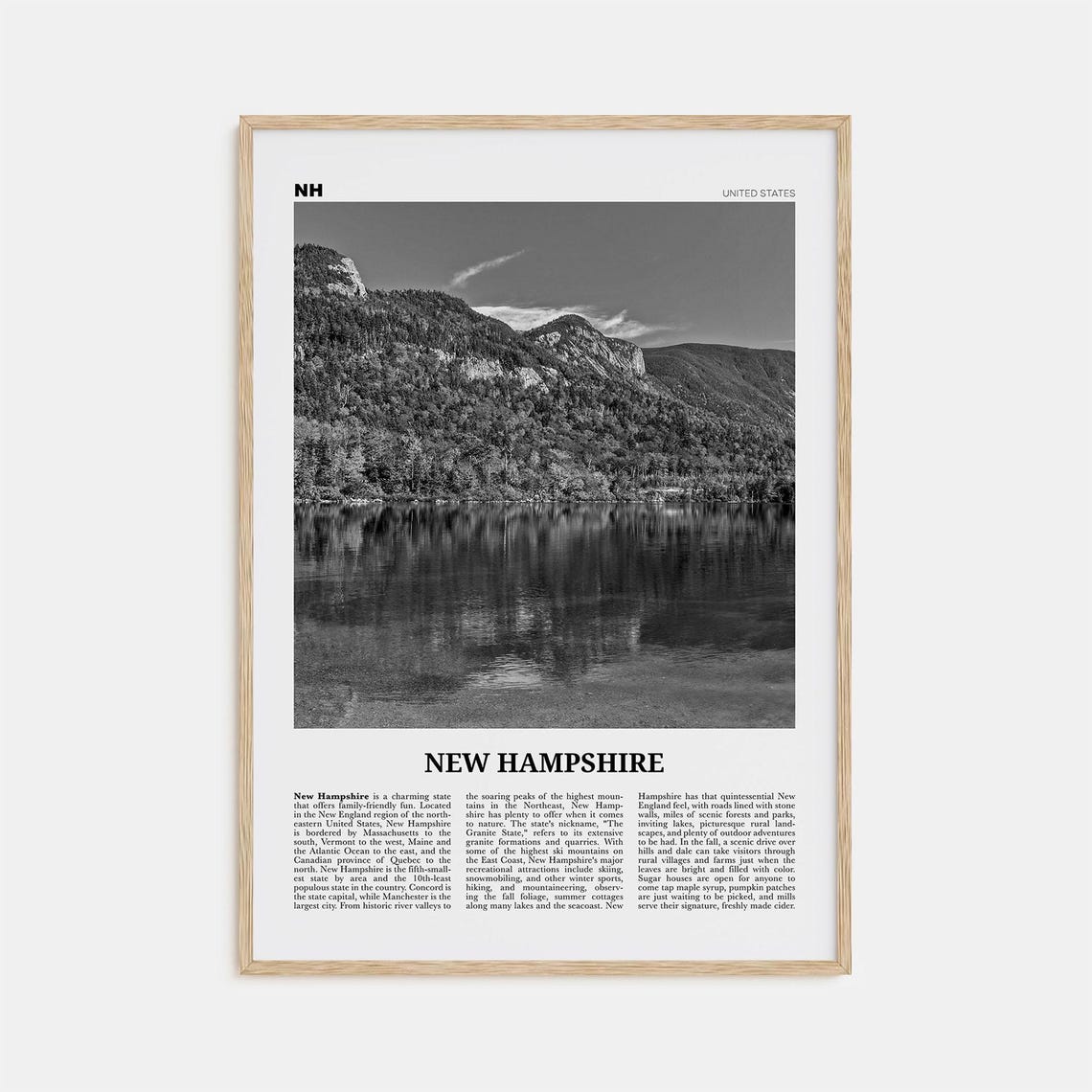 New Hampshire Print Black And White No 1 New Hampshire Art New Hampshire Poster New Hampshire Photo New Hampshire Map