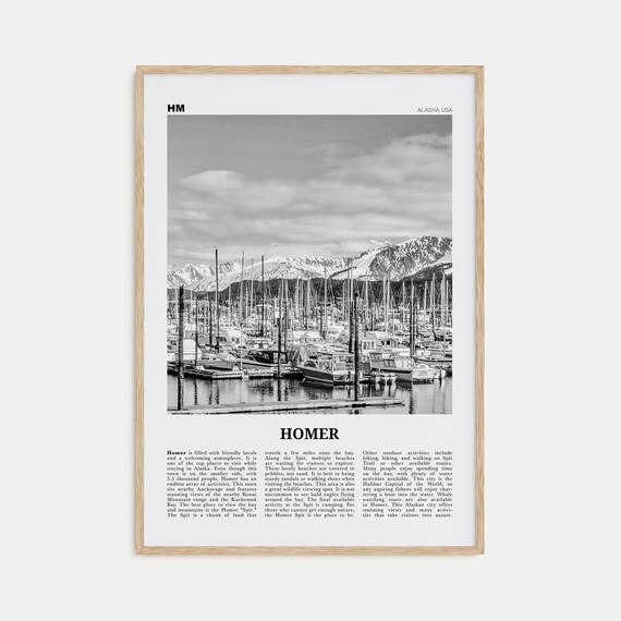 Homer Alaska Map, Travel Poster Art Print