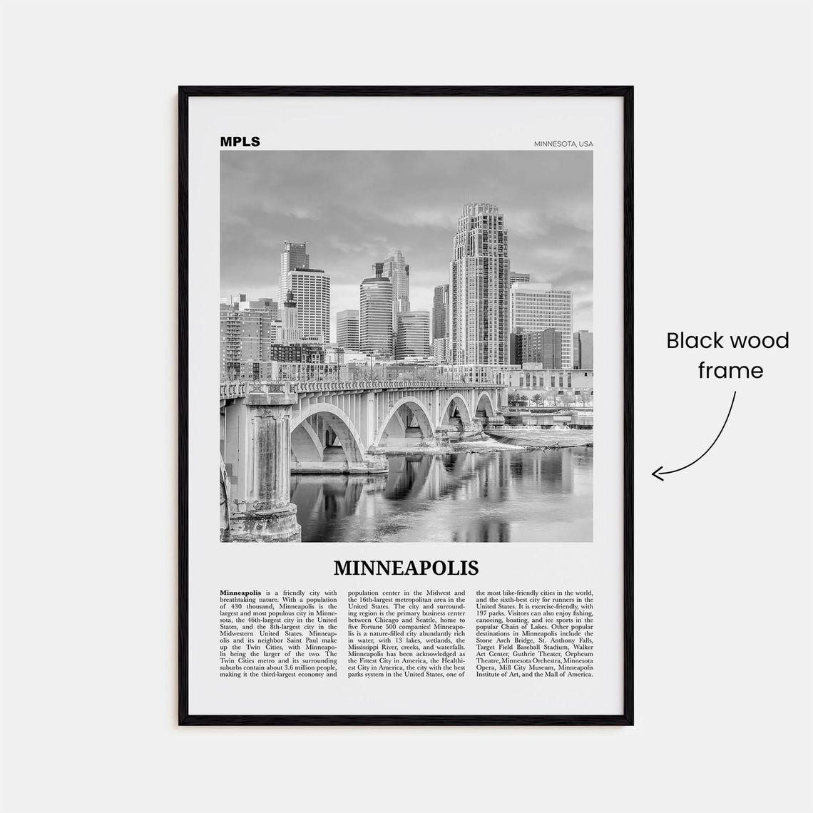 Minneapolis Black and White No. 3 Travel Poster - Image 3