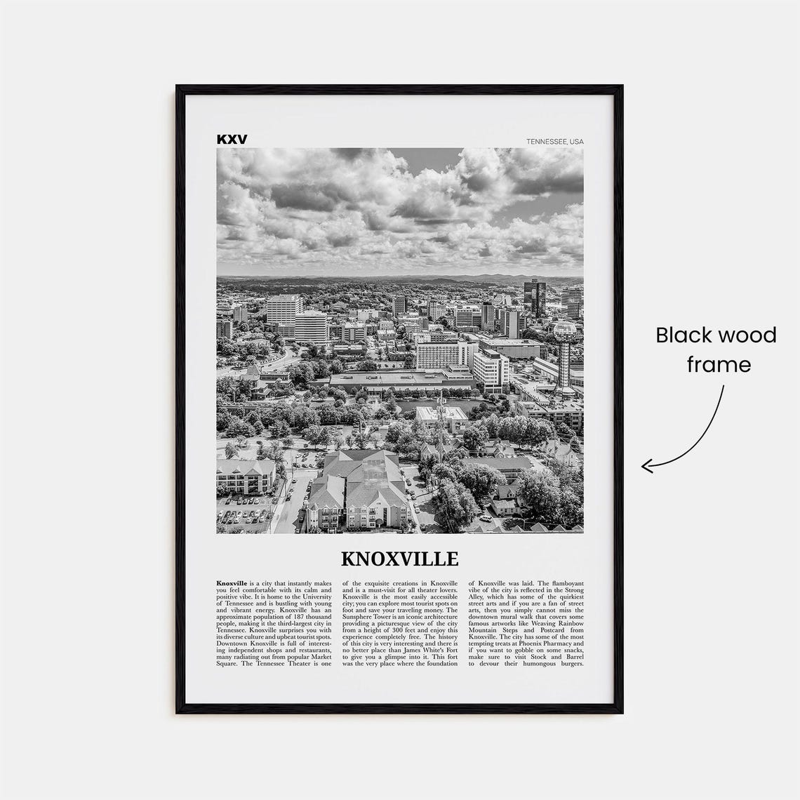 Knoxville Print Black And White No 2 Knoxville Wall Art Knoxville Poster Knoxville Photo Knoxville Wall Dcor Tennessee Usa - Image 3