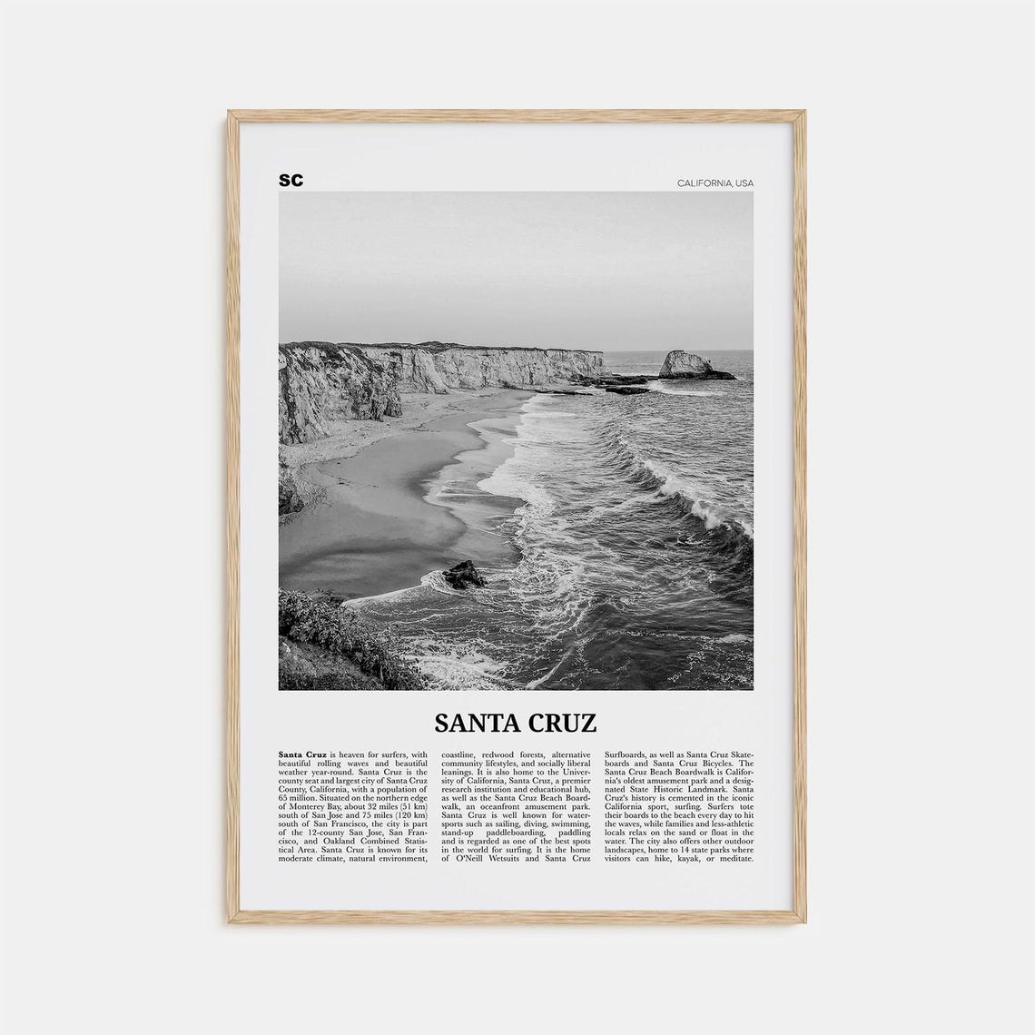 Santa Cruz California Black and White Art Print No. 1