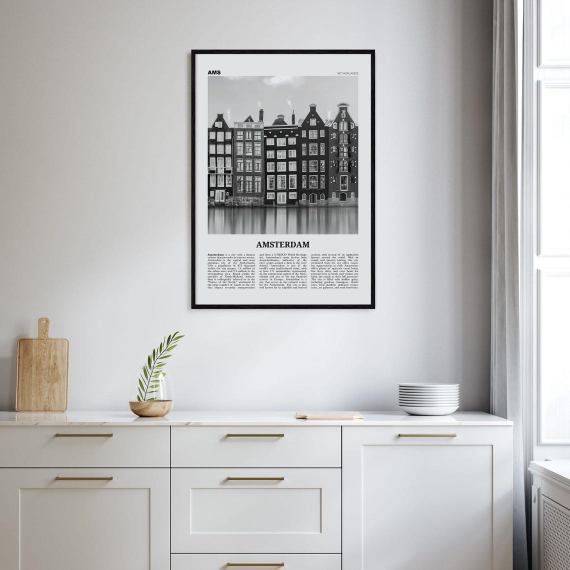 Amsterdam Black And White Travel Poster, Europe - Image 2