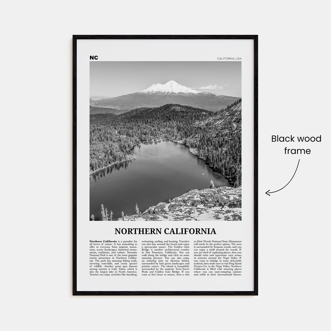 Northern California Black and White Travel Poster - Image 3