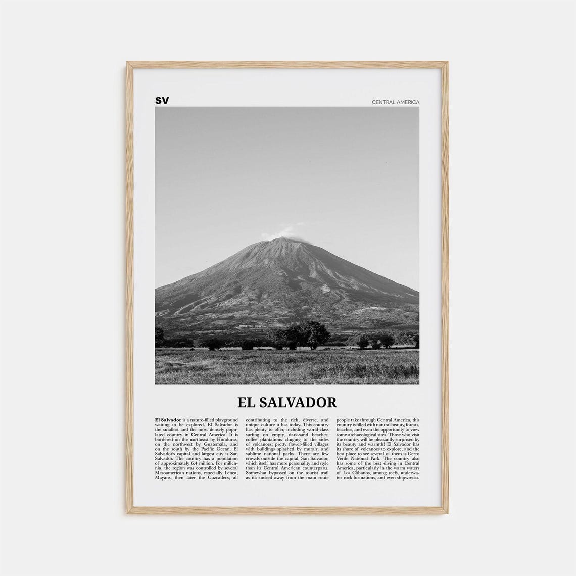 El Salvador Print Black And White No 3 El Salvador Wall Art El Salvador Poster El Salvador Photo El Salvador Wall Dcor El Salvador Map