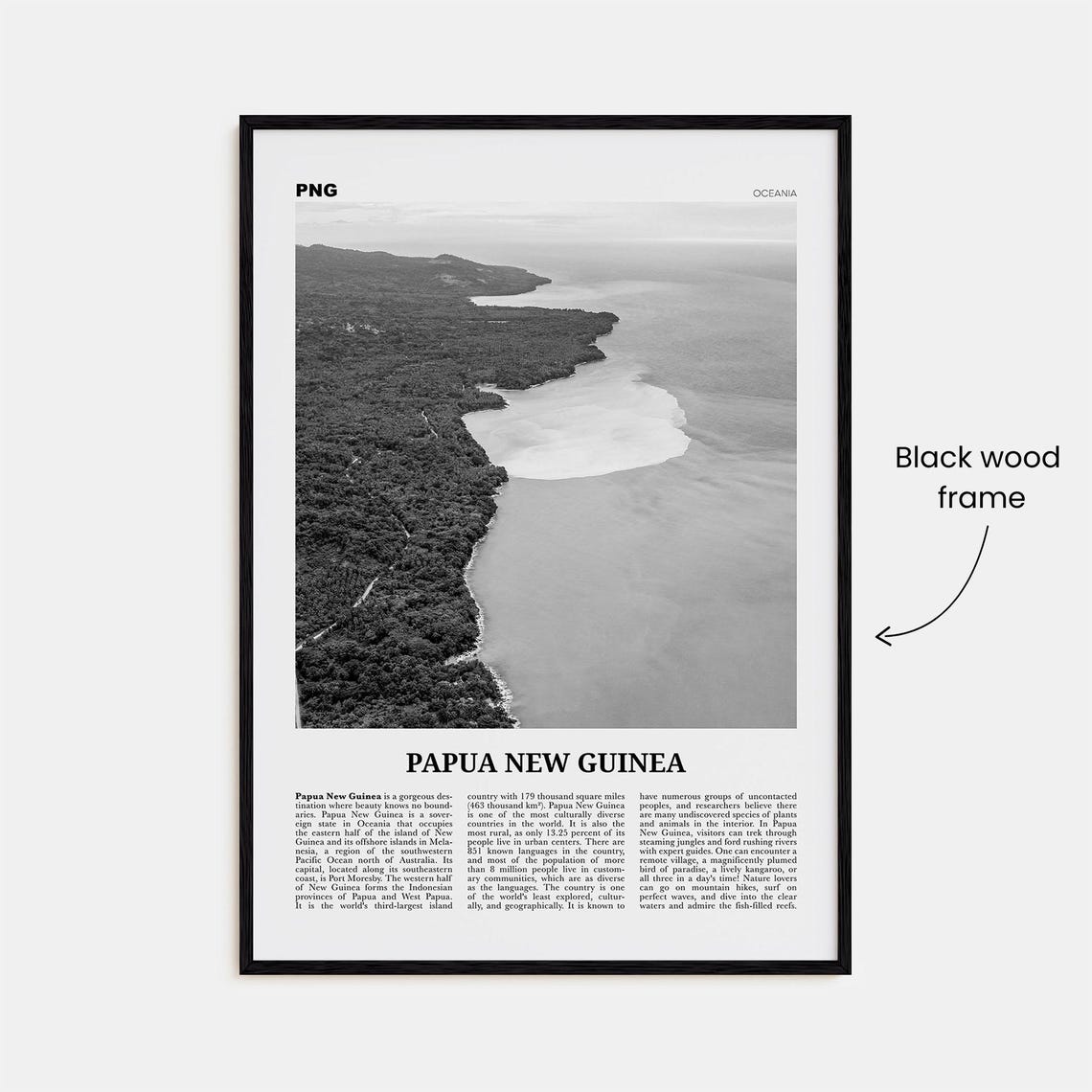 Papua New Guinea Black and White Travel Poster - Image 3