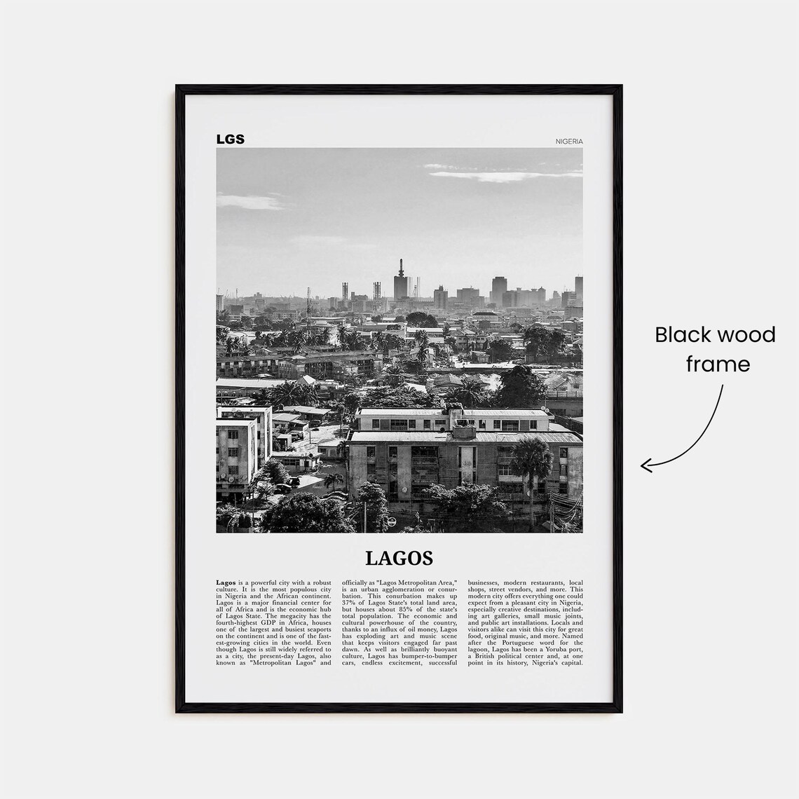 Lagos Black and White Travel Poster, Nigeria No. 1 - Image 3