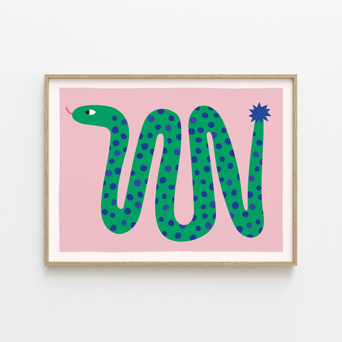 Snake Print Blue Polka Dots Kids Nursery Poster