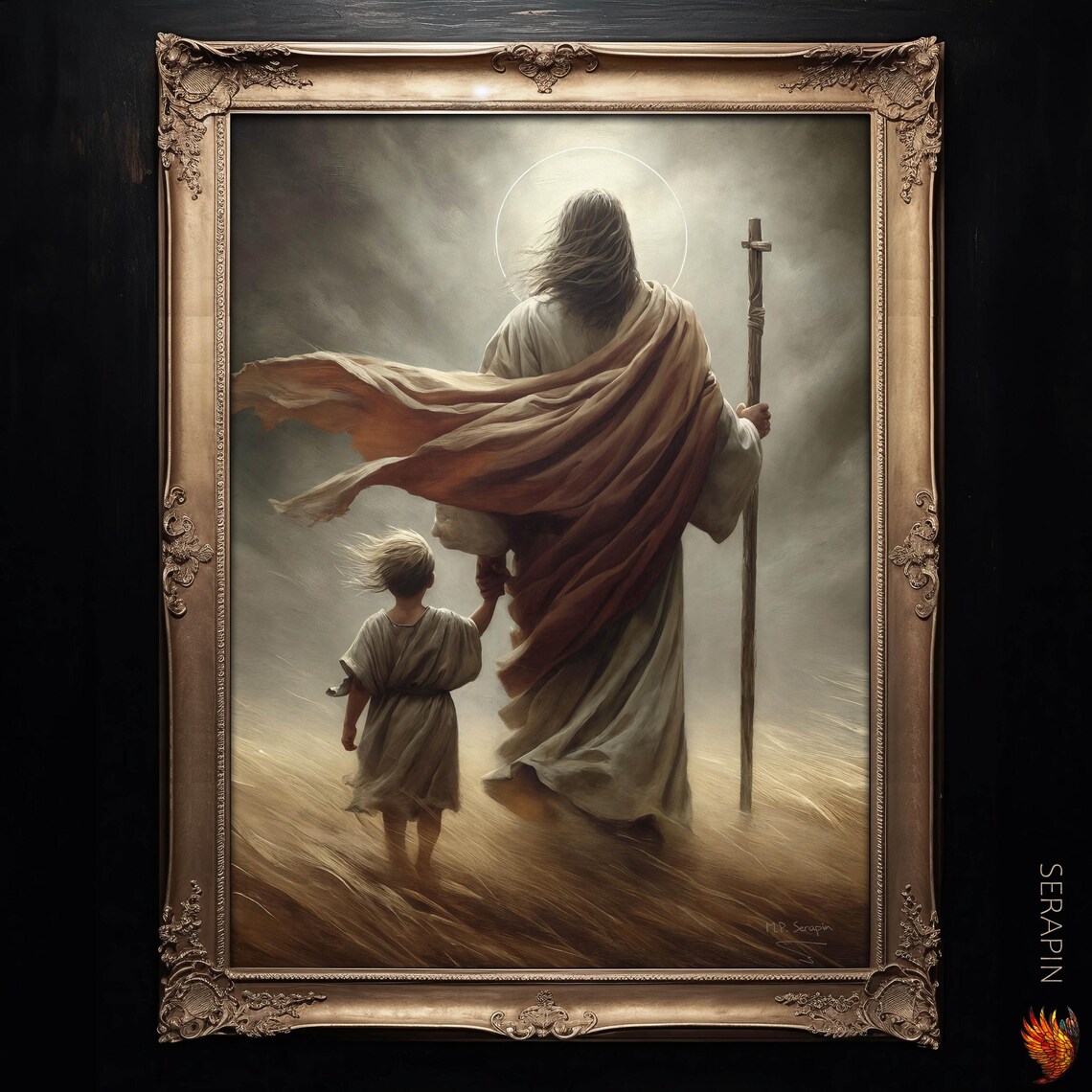 Jesus Leading Child Through Dark Valley Psalm 23 Moody Christian Poster
