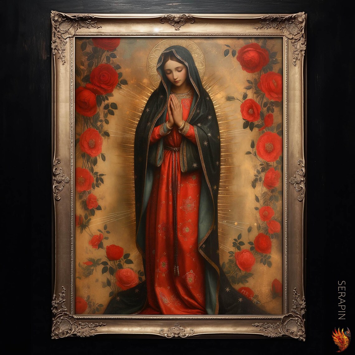Our Lady Of Guadalupe With Red Roses Traditional Marian Catholic Devotion Poster - Image 5