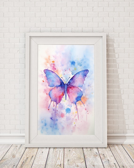 Butterfly Art Watercolour Wall Art Wall Decor Multicolour