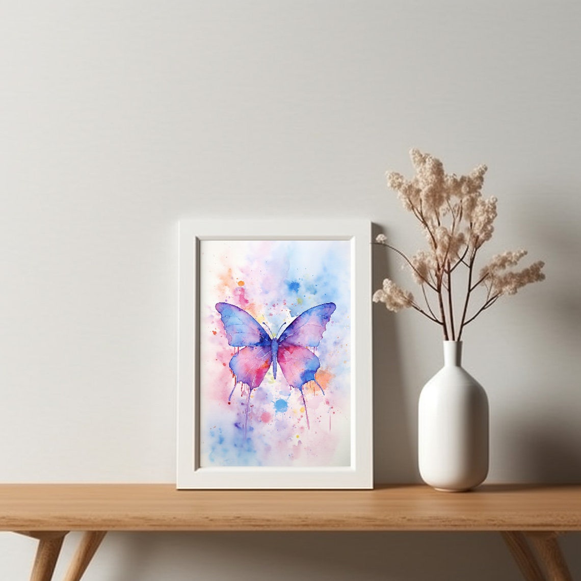 Pretty Multicolour Watercolor Butterfly Abstract Splash Art Poster - Image 2