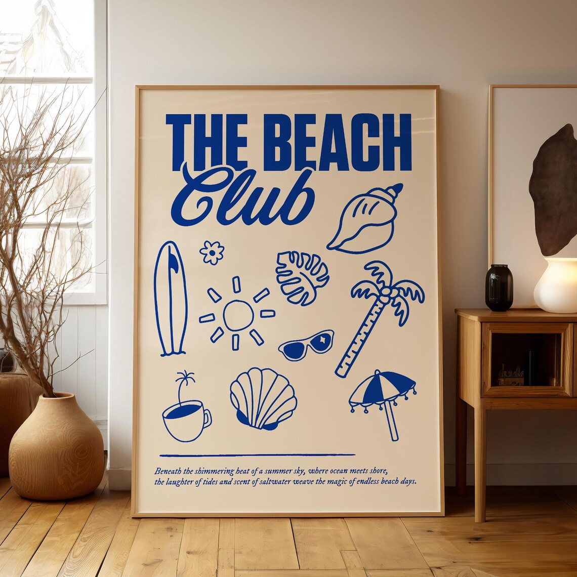 The Beach Club Blue Seashell Collage Poster for Coastal Home Decor - Image 2