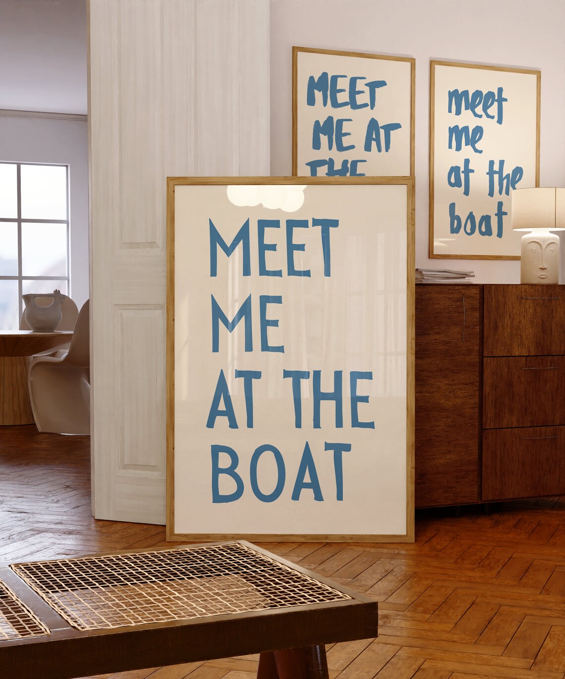 Meet Me At The Boat Vintage Beach Typography Print