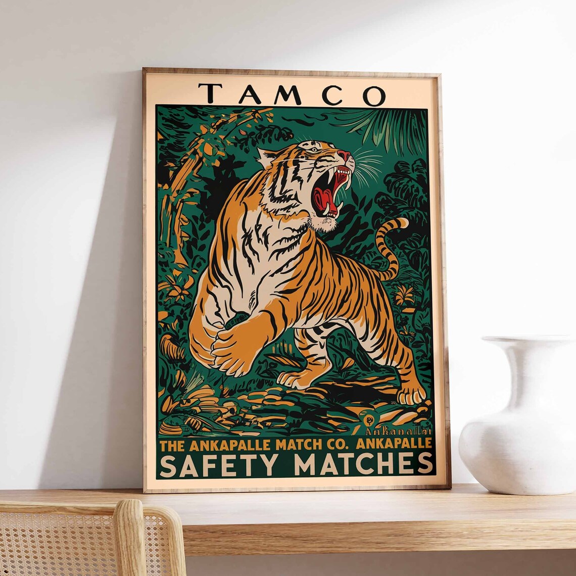 Vintage Tiger Print, Tropical Jungle Art Poster
