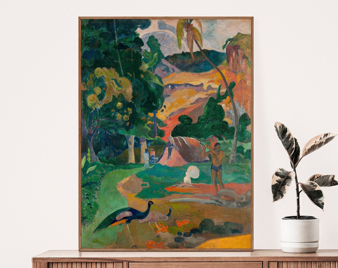 Paul Gauguin Landscape With Peacocks Art Print - Image 2