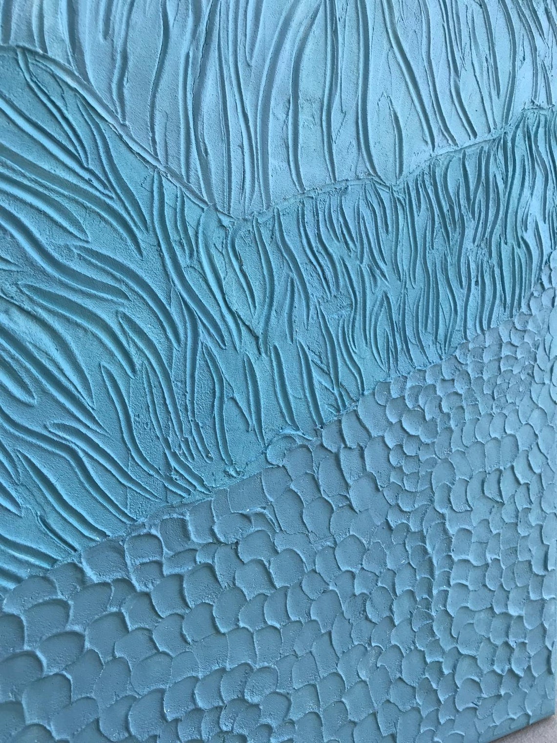 Blue Textured 3D Wavy Abstract Minimalist Modern Home Decor Poster - Image 2