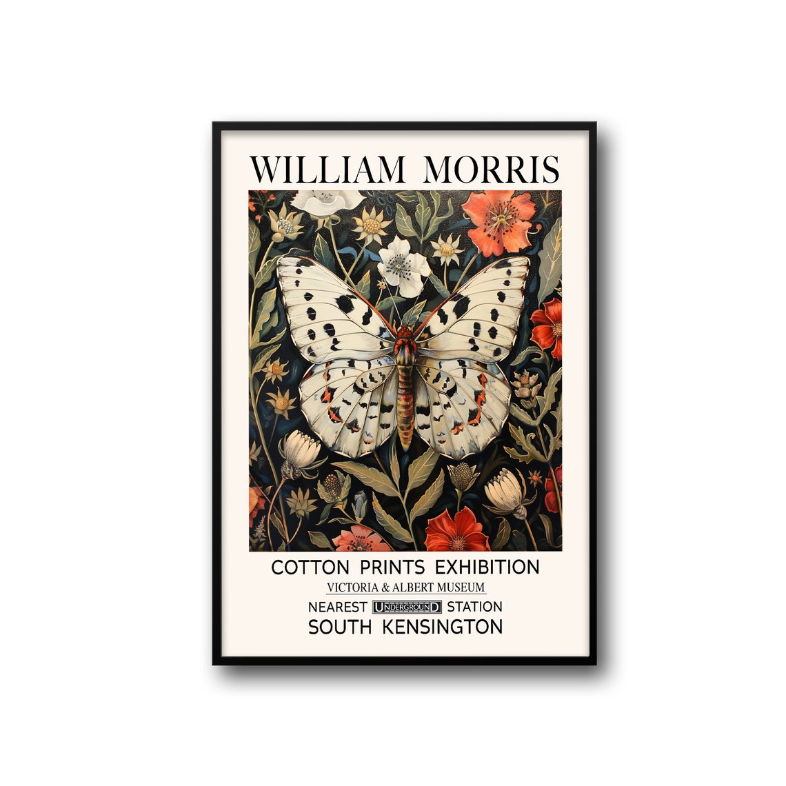 William Morris White Moth Botanical Exhibition Vintage Art Poster - Image 2