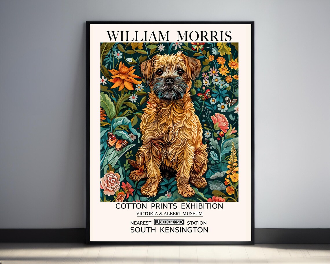William Morris Dog Print, Vintage Victorian Poster