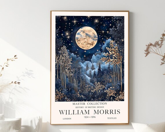 William Morris Vintage Celestial Moon and Stars Art Print