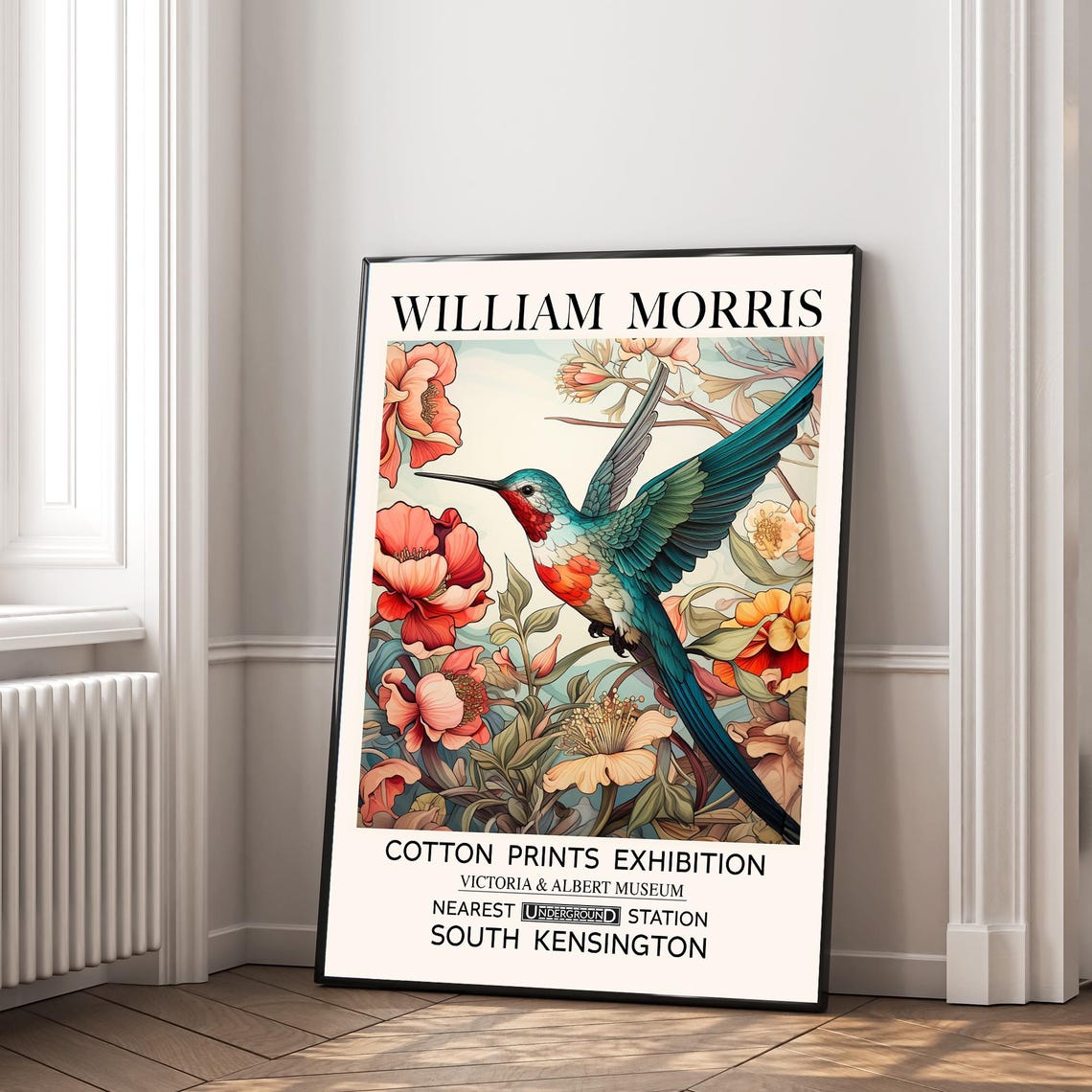 William Morris Hummingbird Floral Exhibition Poster V&A Museum - Image 2