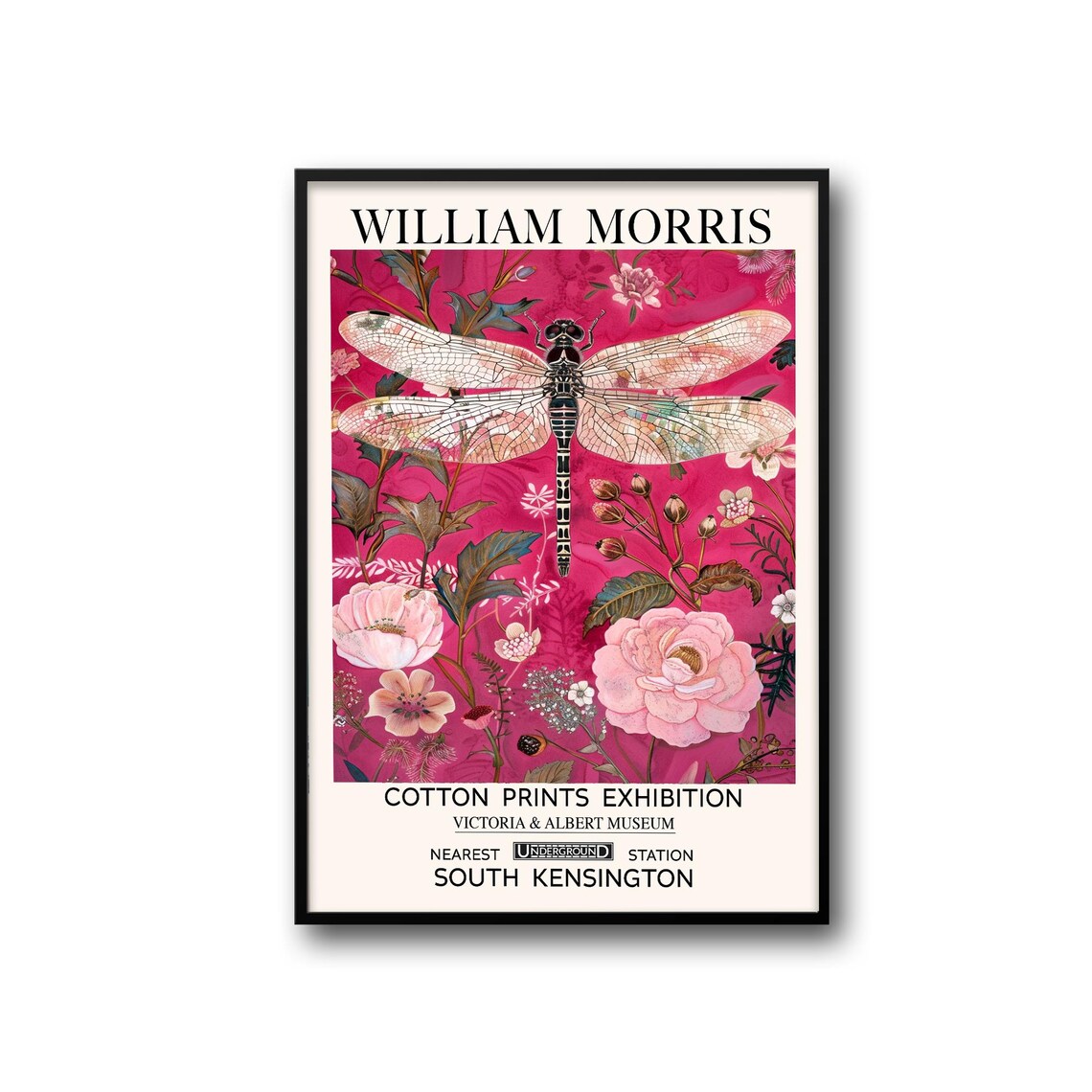 William Morris Dragonfly, Vintage Textile Art Print - Image 2