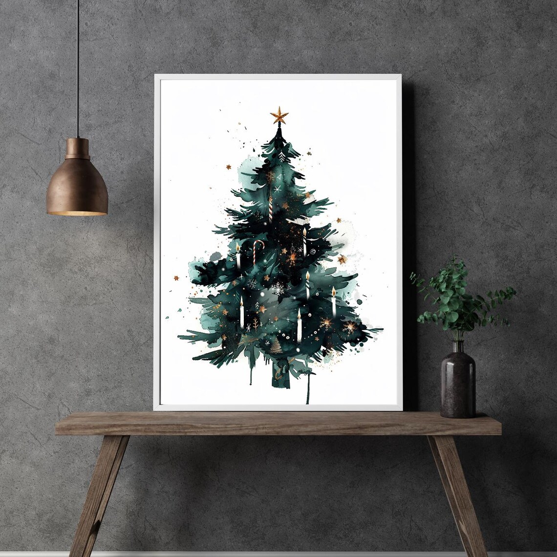 Christmas Tree With Candles Poster, Holiday Decor - Image 2